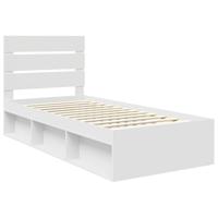 Bedframe met hoofdeinde Wit 90 x 200 cm Massief grenenhout - thumbnail