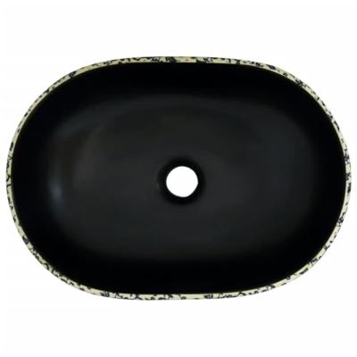 Opzetwasbak ovaal 47x33x13 cm keramiek zwart en blauw