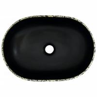 Opzetwasbak ovaal 47x33x13 cm keramiek zwart en blauw - thumbnail
