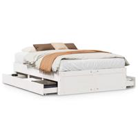 Bedframe zonder matras met lades grenenhout wit 150x200 cm - thumbnail