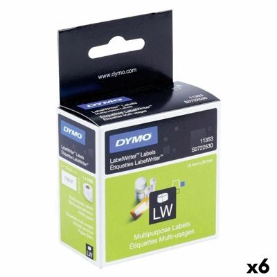 Printerlabels Dymo Wit Zwart 1000 Onderdelen 13 x 25 mm (6 Stuks)