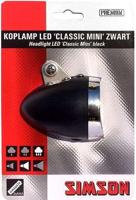 Simson voorvorkkoplamp classic mini zwart incl. bat. op kaart - thumbnail