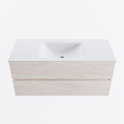 MONDIAZ VICA 110cm badmeubel onderkast Underlayment 2 lades. Wastafel CLOUD midden 1 kraangat, kleur Talc.