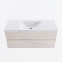 MONDIAZ VICA 110cm badmeubel onderkast Underlayment 2 lades. Wastafel CLOUD midden 1 kraangat, kleur Talc. - thumbnail