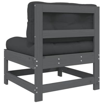 Middenbanken met kussens 2 st massief grenenhout grijs Middenbanken met kussens 2 st massief grenenhout grijs