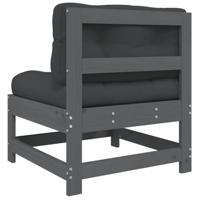 Middenbanken met kussens 2 st massief grenenhout grijs - thumbnail