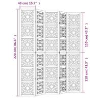 Kamerscherm met 5 panelen massief paulowniahout bruin en zwart - thumbnail