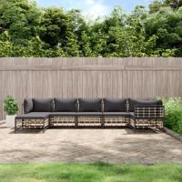 7-delige Loungeset met kussens poly rattan antracietkleurig - thumbnail