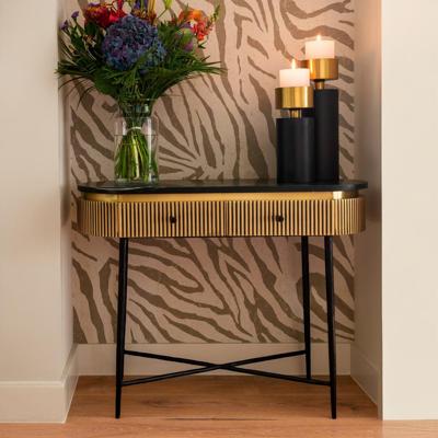 Richmond Sidetable 'Ironville' Marmer en Brass, 100cm