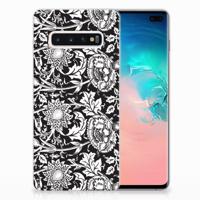 Samsung Galaxy S10 Plus | TPU Case | Black Flowers - thumbnail