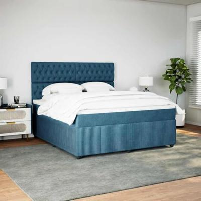 Boxspring met matras fluweel blauw 180x200 cm