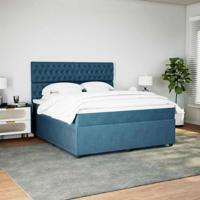 Boxspring met matras fluweel blauw 180x200 cm - thumbnail