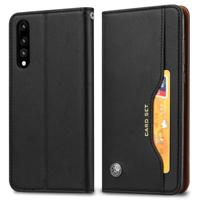 Knead huidtextuur horizontale Flip lederen case voor Huawei P20 met foto frame & houder & kaartsleuven & portemonnee (zwart) - thumbnail