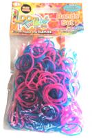 Loom Twister loombands Transparant roze/blauw 300 delig - thumbnail