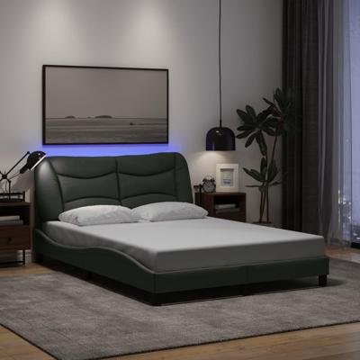 Bedframe met LED zonder matras 140x190 cm stof donkergrijs