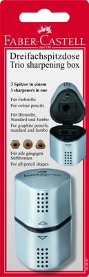 Faber Castell puntenslijper GRIP Trio zilver op blister