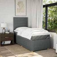 Boxspring met matras stof donkergrijs 90x190 cm - thumbnail
