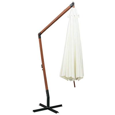 VidaXL Zweefparasol met houten paal 350 cm wit VidaXL Zweefparasol met houten paal 350 cm wit