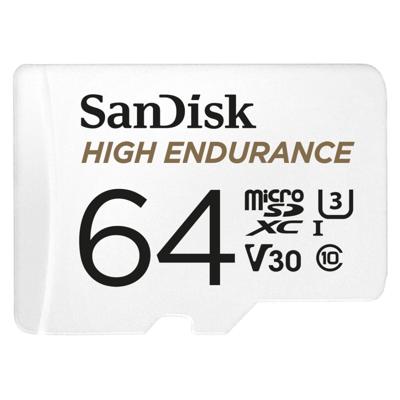 SanDisk High Endurance Monitoring miniSDXC-kaart 64 GB Class 10, UHS-I, UHS-Class 3, v30 Video Speed Class Incl. SD-adapter