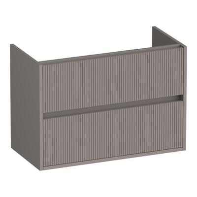 Brauer Adore Wavy - Onderkast Ondiep - 80 cm - met 2 Softclose Lades Greeploos en 1 Sifon Uitsparing - Mat Taupe