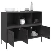 Dressoir 100,5x39x79 cm koudgewalst staal zwart - thumbnail