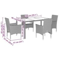 7-delige Tuinset met kussens poly rattan en acaciahout zwart - thumbnail