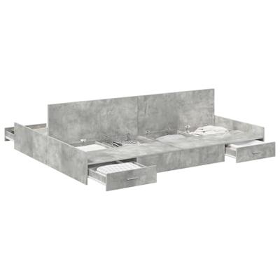 Opbergbedframe met lade Betongrijs 135 x 190 cm Bewerkt hout