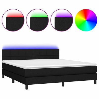 Boxspring met matras en LED stof zwart 180x200 cm