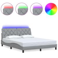 Bedframe met LED zonder matras stof 180x200 cm lichtgrijs - thumbnail