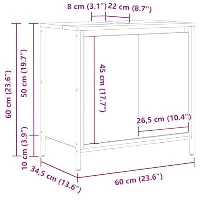 Badkamerkast 60x34,5x60 cm gerookt eikenkleurig Badkamerkast 60x34,5x60 cm gerookt eikenkleurig