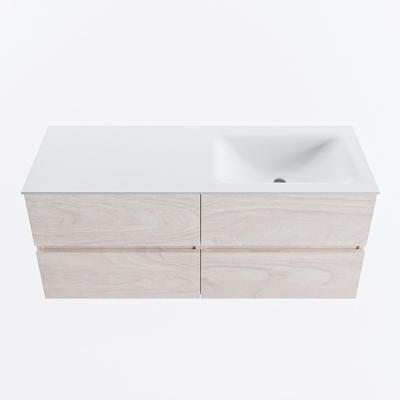 MONDIAZ VICA 120cm badmeubel onderkast Underlayment 4 lades. Wastafel CLOUD rechts zonder kraangat, kleur Talc.