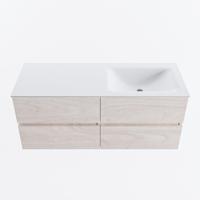 MONDIAZ VICA 120cm badmeubel onderkast Underlayment 4 lades. Wastafel CLOUD rechts zonder kraangat, kleur Talc. - thumbnail