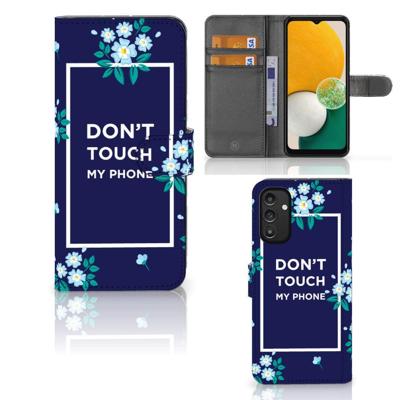 Samsung Galaxy A14 4G Portemonnee Hoesje Flowers Blue DTMP Samsung Galaxy A14 4G Portemonnee Hoesje Flowers Blue DTMP