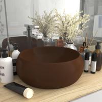 VidaXL Wastafel rond 40x15 cm keramiek mat donkerbruin - thumbnail