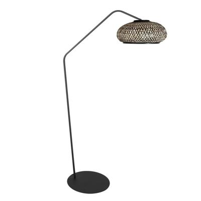 Steinhauer BooglampZigZag met rotan en zwarte kap - 4511ZW