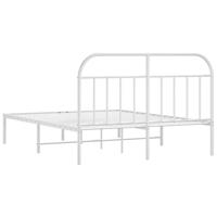 Bedframe met hoofdbord metaal wit 140x190 cm - thumbnail