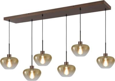 Masterlight 6-lichts hanglampGenua bruin met goud glas Ø 24cm - 2971-15-15-130-25624