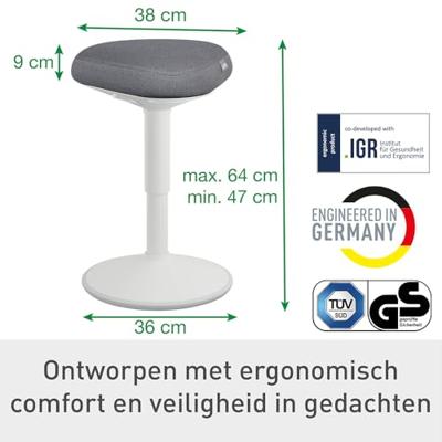 Leitz Ergo actieve Zitkruk met comfortzitting, lichtgrijs Leitz Ergo actieve Zitkruk met comfortzitting, lichtgrijs