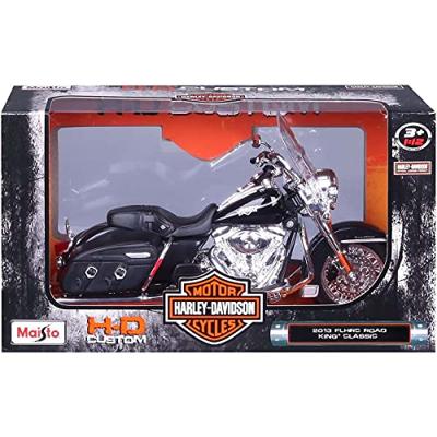 Bauer Spielwaren 2049728 Maisto Harley-Davidson FLHRC Road King Classic 2013: Motorfiets Model 1:12 met besturing, beweegbare standaard en vrij rollende wielen, zwart (532322)