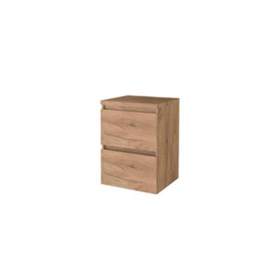 Basic-Line Start 46 Badkamermeubelset - 50 x 46 cm - Greeploos - 2 Lades - Wastafelblad - Whisky Oak
