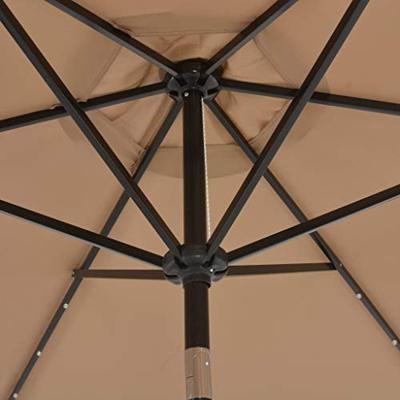 VidaXL Parasol met led-verlichting en stalen paal 300 cm taupe