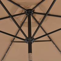 VidaXL Parasol met led-verlichting en stalen paal 300 cm taupe - thumbnail