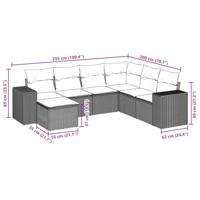 7-delige Loungeset met kussens poly rattan grijs - thumbnail