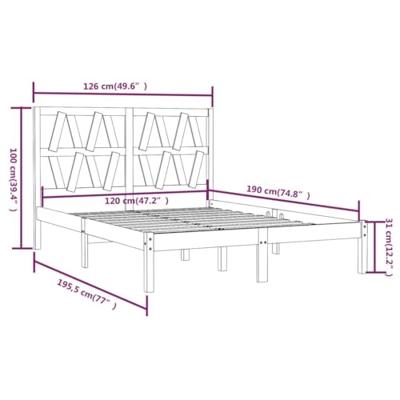 Bedframe massief grenenhout wit 120x190 cm