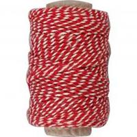Creativ Company Katoenkoord, dikte 1,1 mm, rood/wit, 50 m/ 1 rol - thumbnail