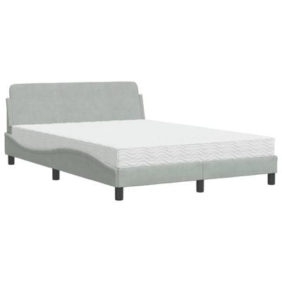 Bed met matras fluweel lichtgrijs 140x190 cm