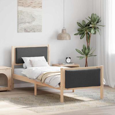 Bedframe met hoofdeinde Donkergrijs 75 x 190 cm Stof Bedframe met hoofdeinde Donkergrijs 75 x 190 cm Stof