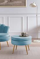 Artistiq Poef 'Andres' Velvet, kleur blauw - thumbnail