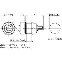 Bulgin MPI001/28/RD MPI001/28/RD Vandalismebestendige druktoets 24 V/DC 0.05 A 1x uit/(aan) Moment Rood (Ø x l) 22 mm x 32.7 mm IP66 1 stuk(s) - thumbnail
