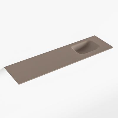 MONDIAZ LEX Smoke solid surface inleg wastafel voor toiletmeubel 110cm. Positie wasbak rechts